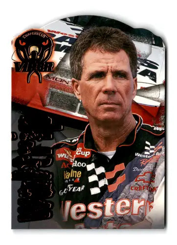 Original gloss racing card featuring a driver with Wheels Viper Copperhead die cuts