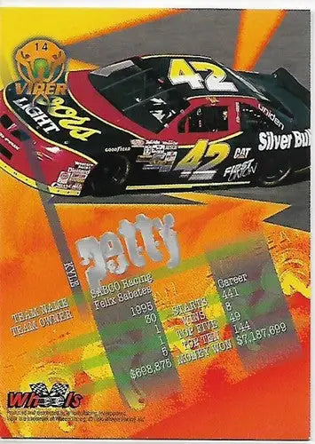 Original gloss NASCAR trading card featuring Kyle Petty from Wheels Viper 1996 First Strike
