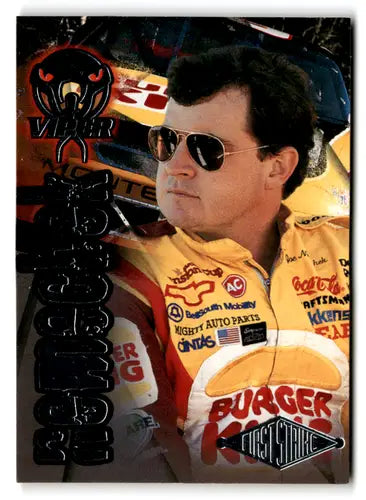 Original gloss Racing card featuring Joe Nemechek in Wheels Viper First Strike