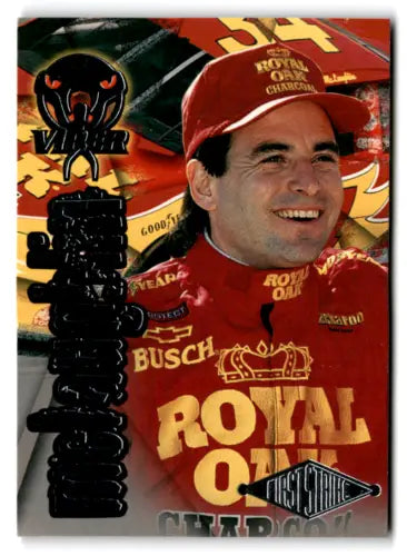 Smiling race car driver card featuring Mike McLaughlin from Wheels Viper 1996 First Strike