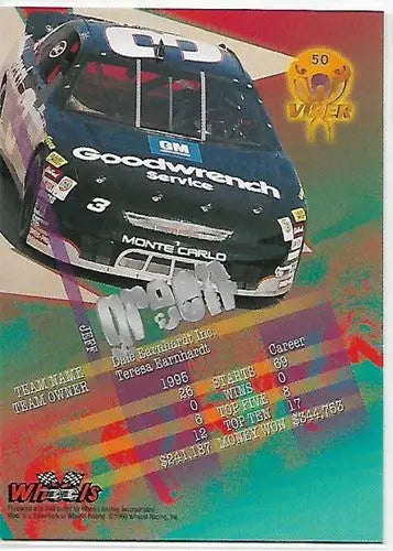 Original gloss Racing Card from 1996 Wheels Viper First Strike Jeff Green NM-MT