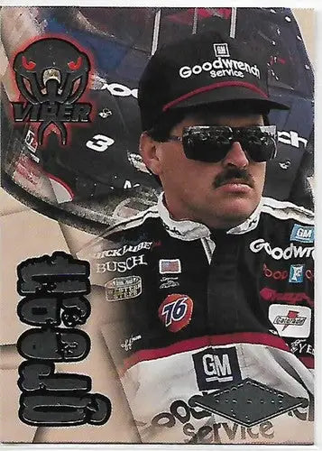 Original gloss racing card featuring a driver from 1996 Wheels Viper First Strike #50 Simply Sandoval, cards typically sell