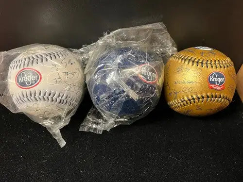 1997 1998 1999 Houston Astros Facsimile Signed Baseball Lot x3 Blue Gold Kroger - Sports Memorabilia