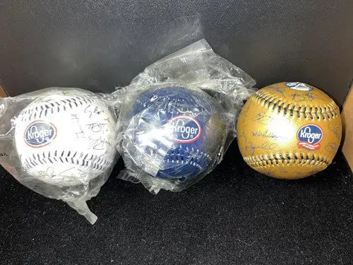 1997 1998 1999 Houston Astros Facsimile Signed Baseball Lot x3 Blue Gold Kroger - Sports Memorabilia