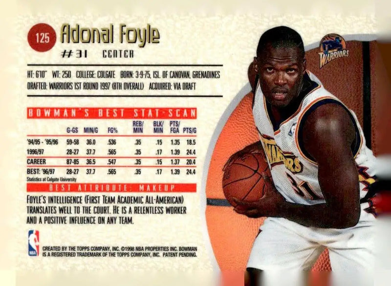 1997-98 Bowman’s Best #125 Adonal Foyle - Basketball Card Single
