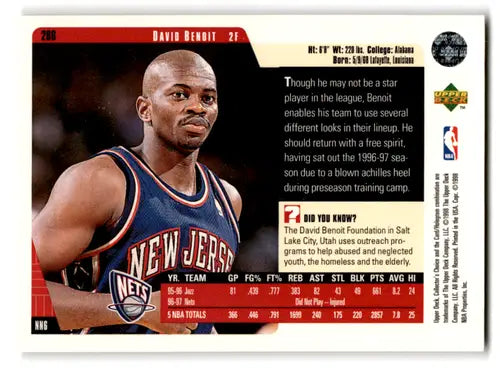 1997-98 Collector’s Choice #286 David Benoit NM Near Mint NJ Nets ID:82114 - Basketball Card Single