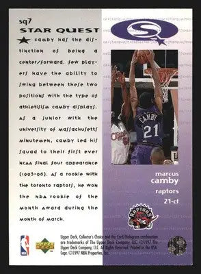 1997-98 Collector’s Choice StarQuest Marcus Camby #SQ7 Raptors