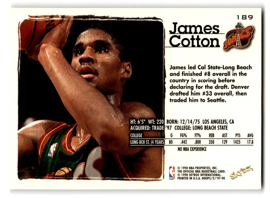 1997-98 Hoops #189 James Cotton - Basketball Card Single