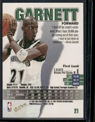 1997-98 SkyBox Z-Force Kevin Garnett #21 Basketball - Basketball Card Single