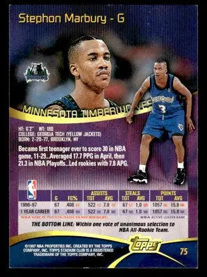 1997-98 Stadium Club #75 Stephon Marbury - Basketball Card Single