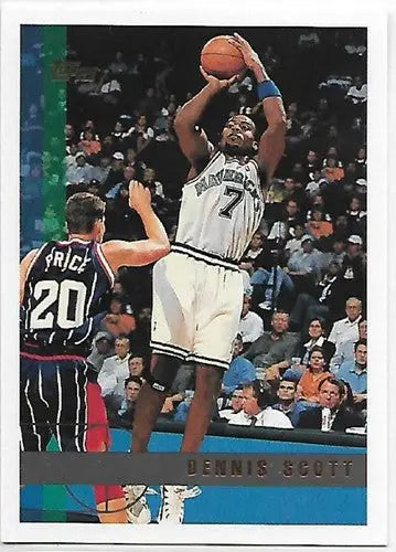 Original gloss Dennis Scott NM-MT 1990s basketball trading card featuring Mavericks uniform