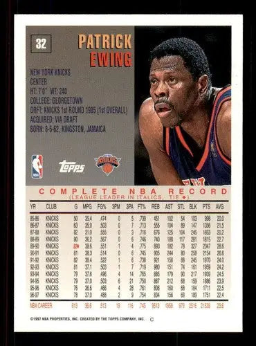 1997-98 Topps #32 Patrick Ewing NM Near Mint Knicks ID:82870 - Basketball Card Single