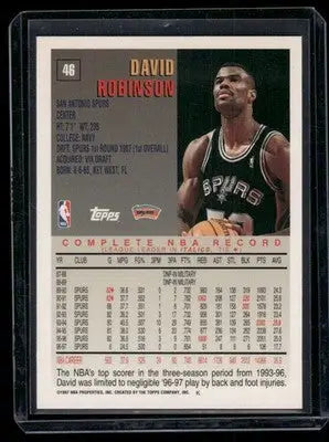 1997-98 Topps David Robinson #46 Basketball - Basketball Card Single