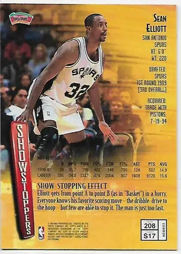 1997-98 Topps Finest #208 Sean Elliott NM-MT Bronze - Basketball Card Single