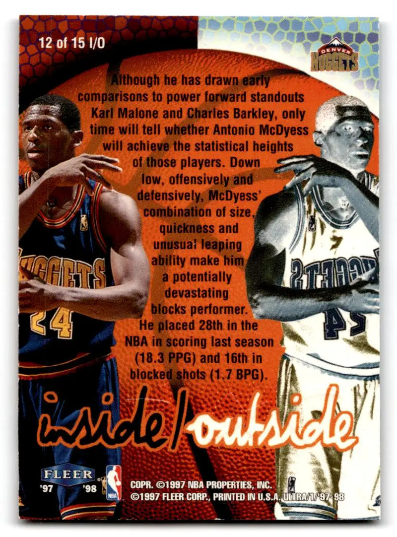 1997-98 Ultra #12 I/O Antonio McDyess Inside/Outside - Basketball Card Single