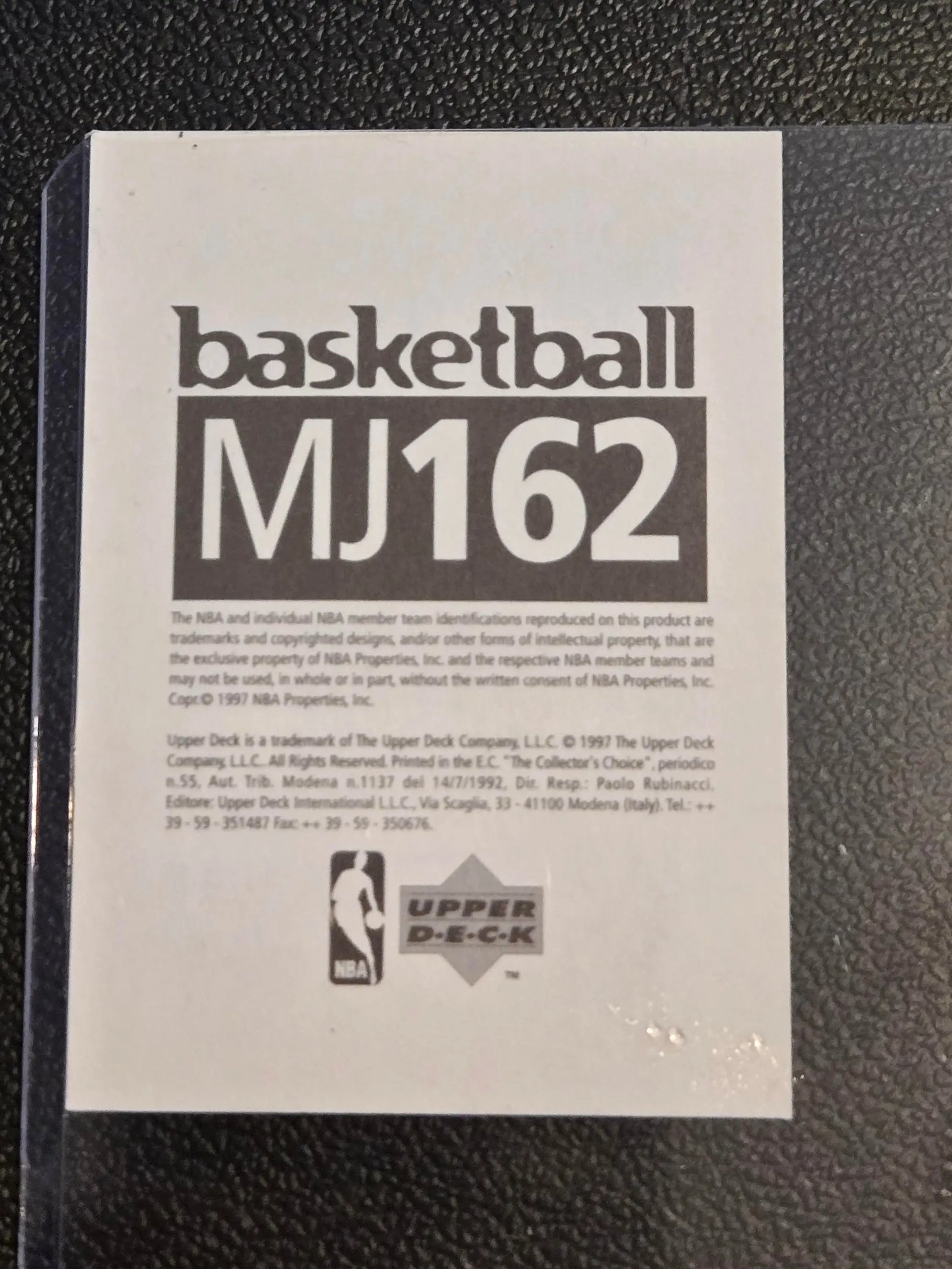 Back of 1997-98 Upper Deck NBA Stickers Michael Jordan basketball card