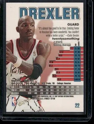 1997-98 Z-Force Clyde Drexler #22 Basketball - Basketball Card Single