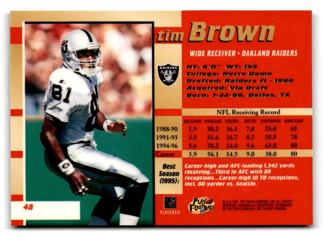 1997 Bowman’s Best #48 Tim Brown - Football Card Single