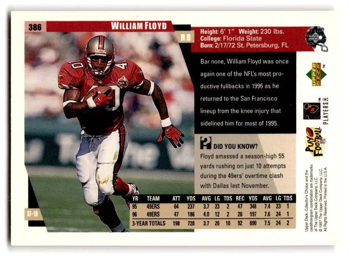1997 Collector’s Choice #386 William Floyd - Football Card Single