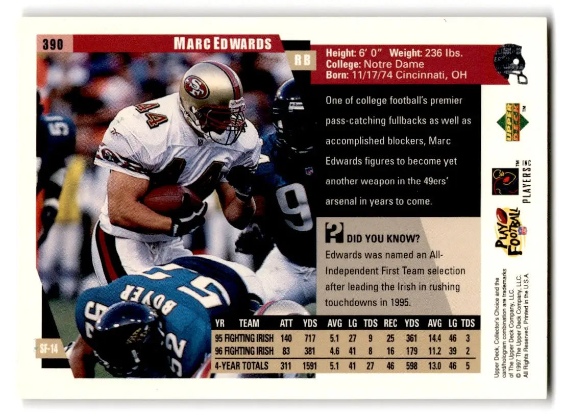 1997 Collector’s Choice #390 Marc Edwards - Football Card Single