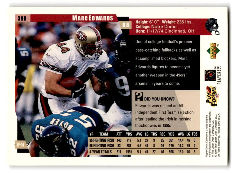 1997 Collector’s Choice #390 Marc Edwards - Football Card Single