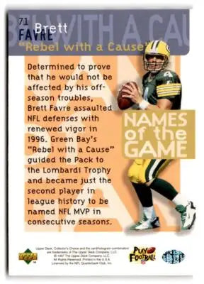 1997 Collector’s Choice #71 Brett Favre - Football Card Single
