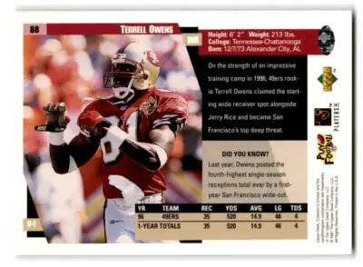Terrell Owens football card from Collector’s Choice series featuring San Francisco 49ers