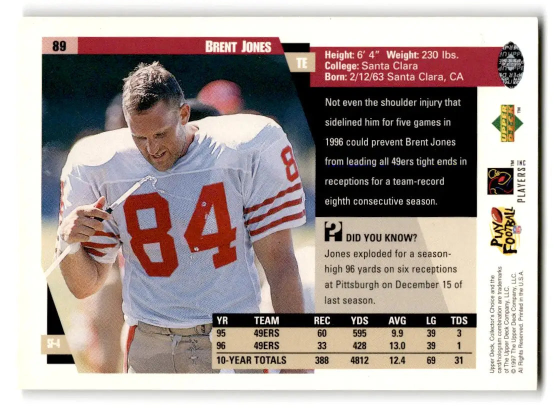 1997 Collector’s Choice #89 Brent Jones - Football Card Single