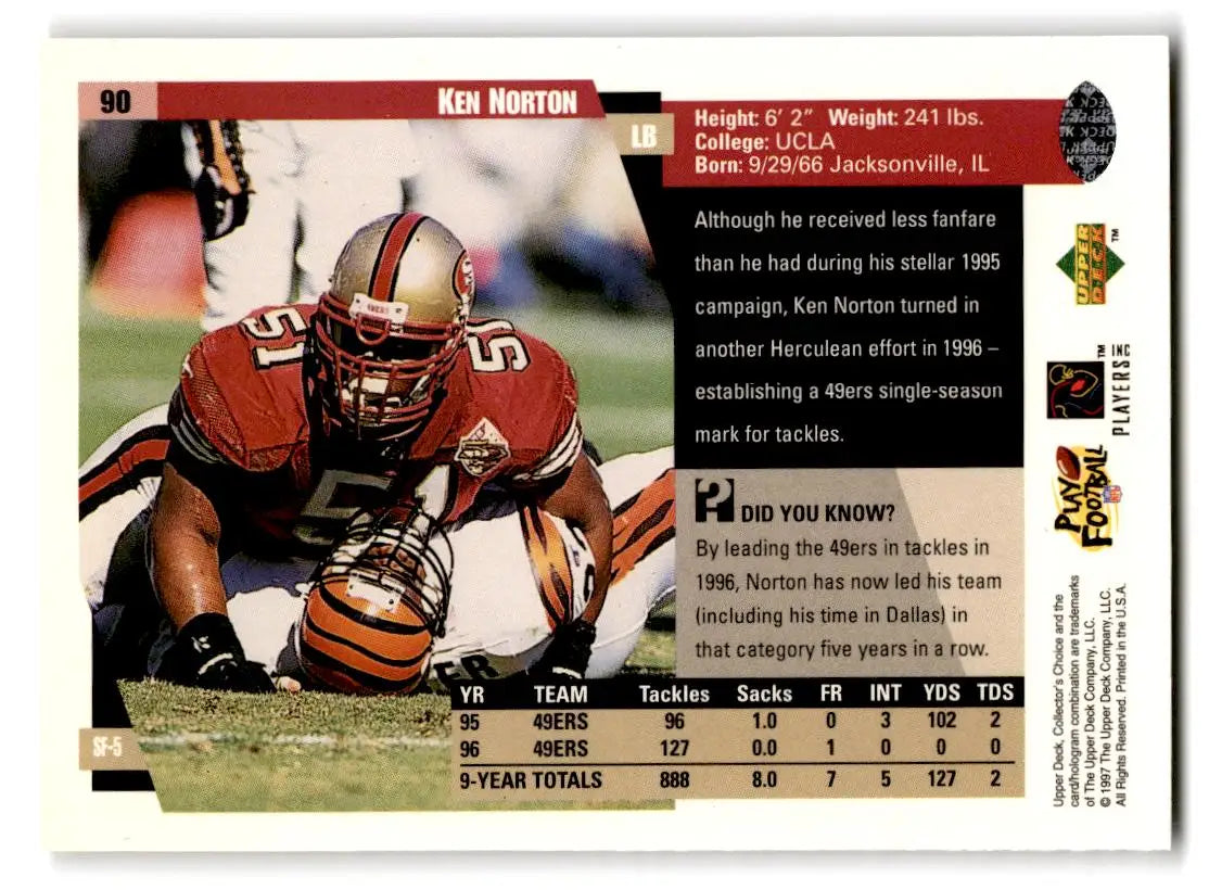 1997 Collector’s Choice #90 Ken Norton - Football Card Single