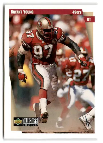 Original gloss Bryant Young 49ers football card in near mint condition from 1997 Collector’s Choice