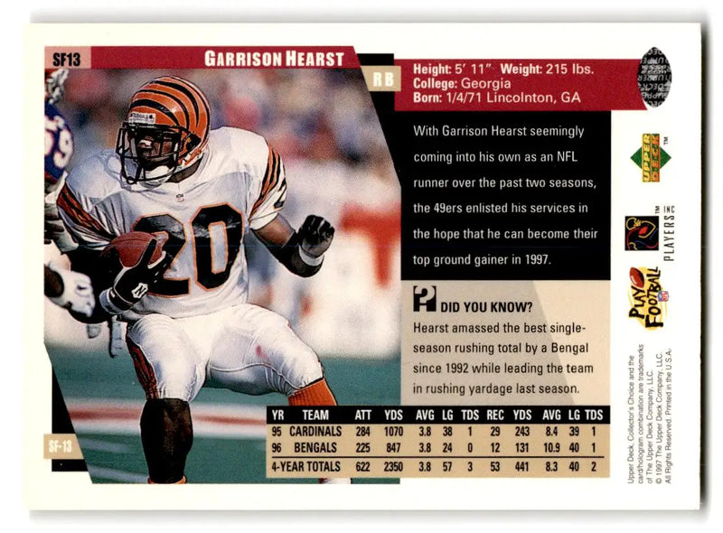 1997 Collector’s Choice San Francisco 49ers #SF13 Garrison Hearst - Football Card Single