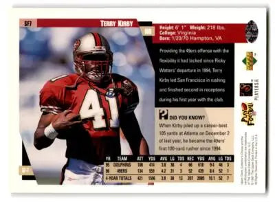 1997 Collector’s Choice San Francisco 49ers #SF7 Terry Kirby - Football Card Single