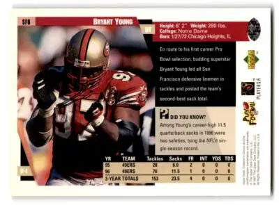 1997 Collector’s Choice San Francisco 49ers #SF8 Bryant Young - Football Card Single