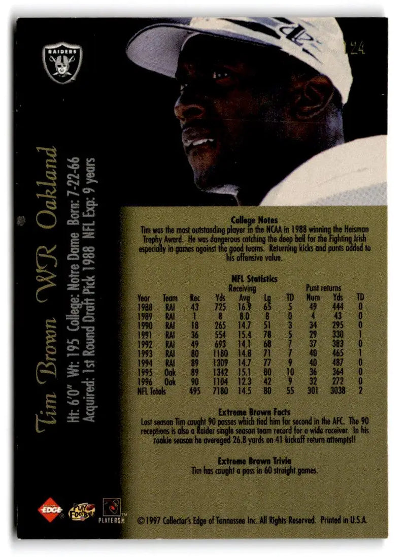 1997 Collector’s Edge Extreme #124 Tim Brown - Football Card Single