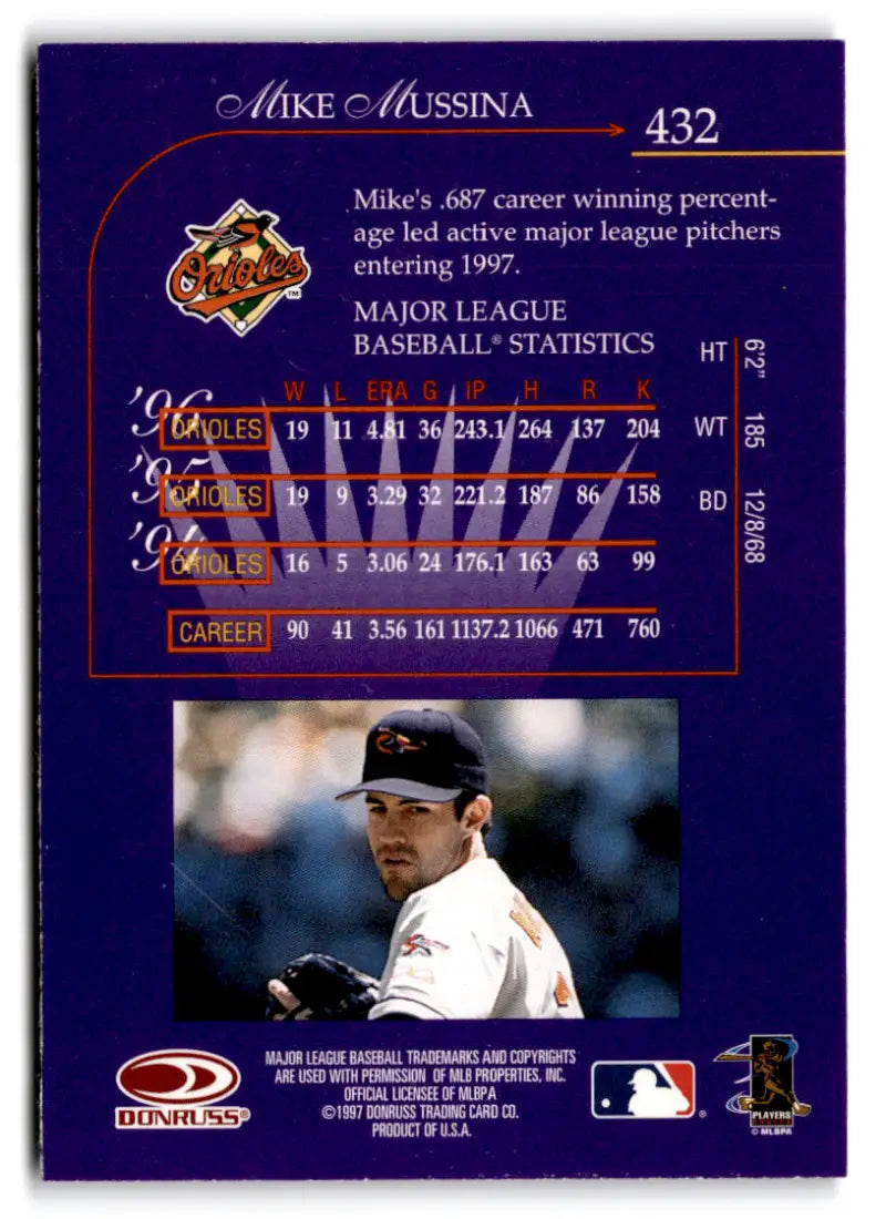 1997 Donruss #432 Mike Mussina NM Near Mint Orioles KING ID:81561 - Baseball Card Single