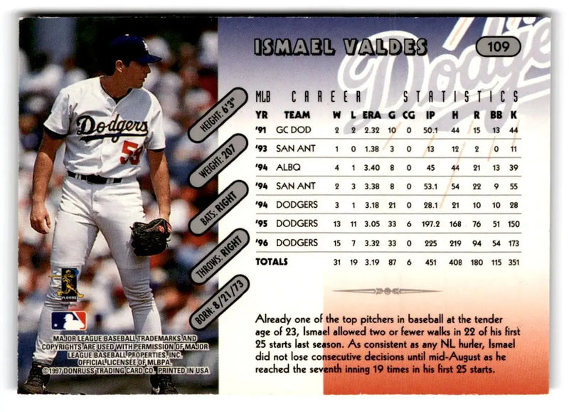 1997 Donruss Team Sets #109 Ismael Valdes - Baseball Card Single