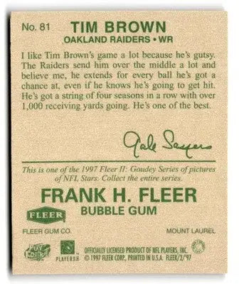 1997 Fleer Goudey II #81 Tim Brown - Football Card Single