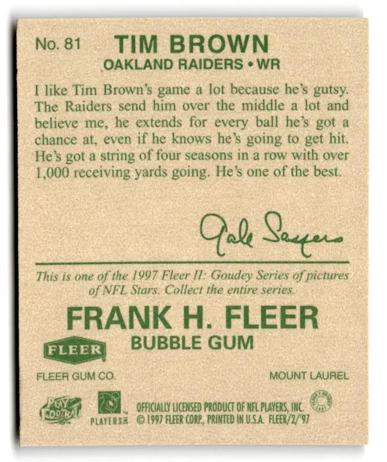 1997 Fleer Goudey II #81 Tim Brown - Football Card Single