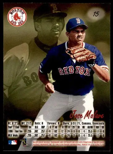 1997 Fleer Ultra Jose Malave Boston Red Sox baseball card displayed in product listing