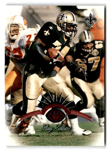 Football player in action on original gloss card featuring Ray Zellars NM-MT Saints