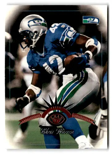Original gloss Chris Warren NM-MT football card featuring player in action Seahawks ID 73489