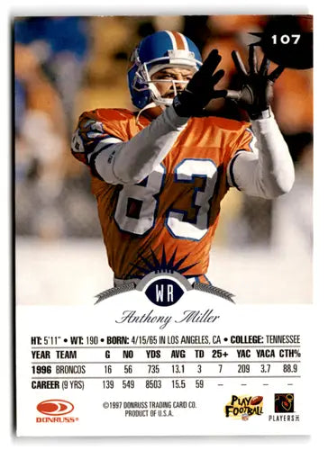 1997 Leaf #107 Anthony Miller NM-MT Cowboys ID:73493 - Football Card Single