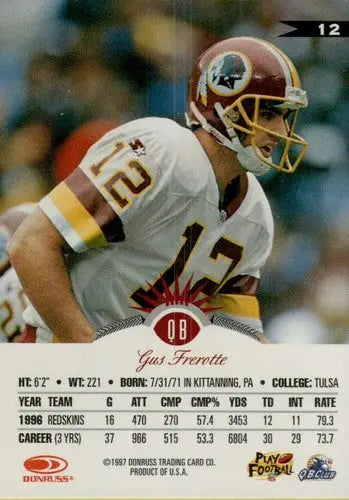 1997 Leaf #12 Gus Frerotte NM-MT Redskins - Football Card Single