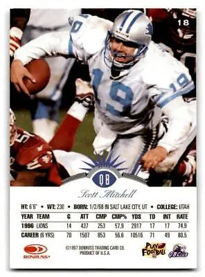 1997 Leaf #18 Scott Mitchell Football trading card for collectors and fans