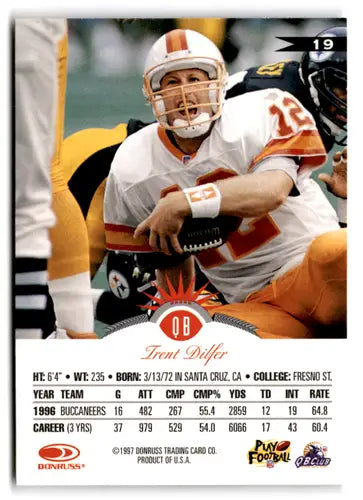 Original gloss Trent Dilfer football card featuring mint Buccaneers collectible product