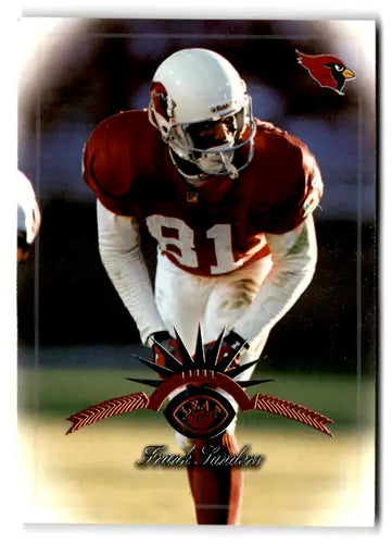 Original gloss Frank Sanders football trading card featuring mint Cardinals card from 1997 Leaf