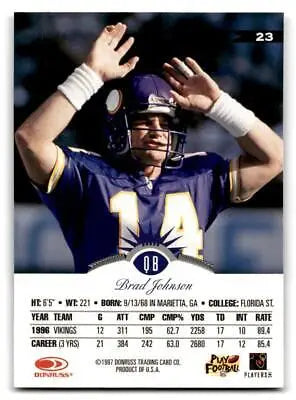 1997 Leaf #23 Brad Johnson trading card featuring the former NFL quarterback Brad Johnson