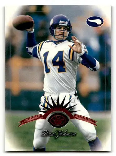 Original gloss 1997 Leaf Brad Johnson Minnesota Vikings football card showing Johnson Minnesota Vikings