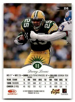 Dorsey Levens 1997 Leaf trading card, a must-have for football card collectors