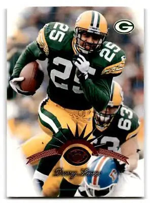 Dorsey Levens in action on the 1997 Leaf trading card showcasing football skills